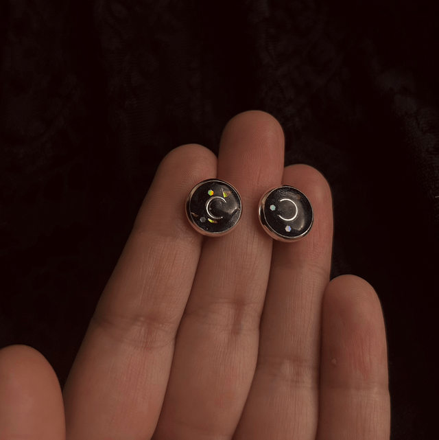 Celestial Stud Earrings Small Silver