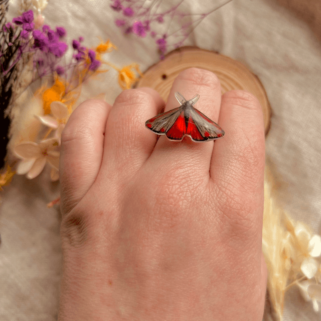 Cinnabar Moth Ring - Adjustable