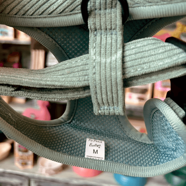 Pet Pooch Boutique Sage Green Cord Dog Harness - Medium