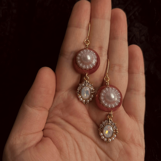 Ornate Pearl and Opal Earrings