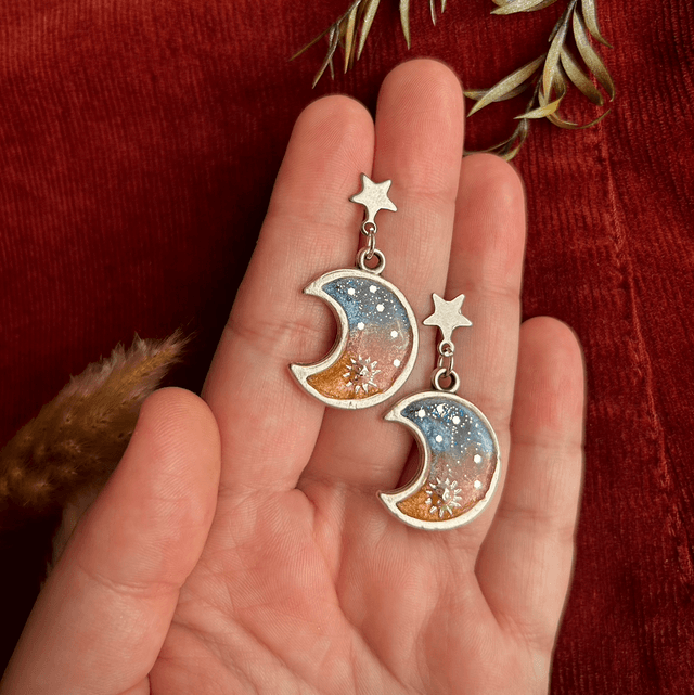 Sunset Celestial Moon Earrings 