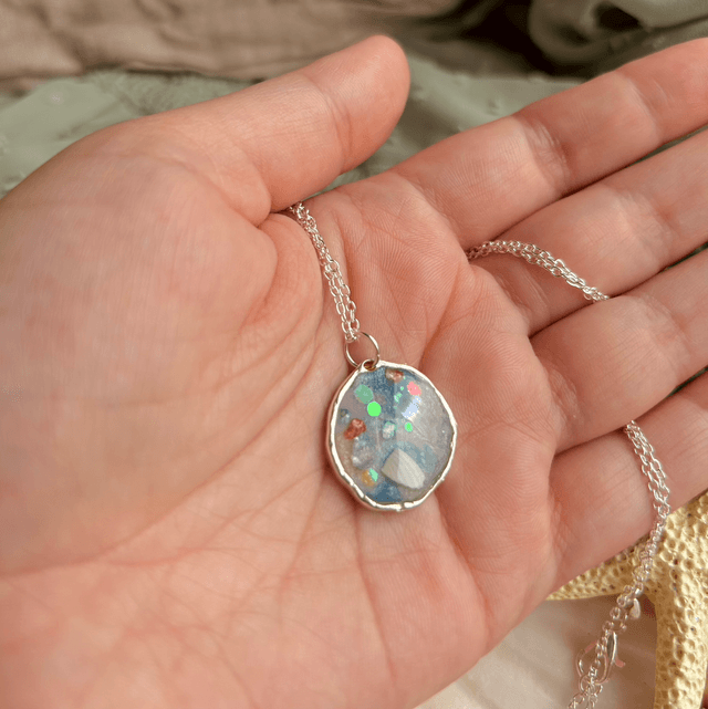 Circular Necklace with Silver Plated Bezel