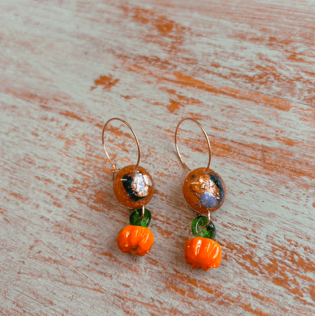 Lampwork Pumpkin Earrings 