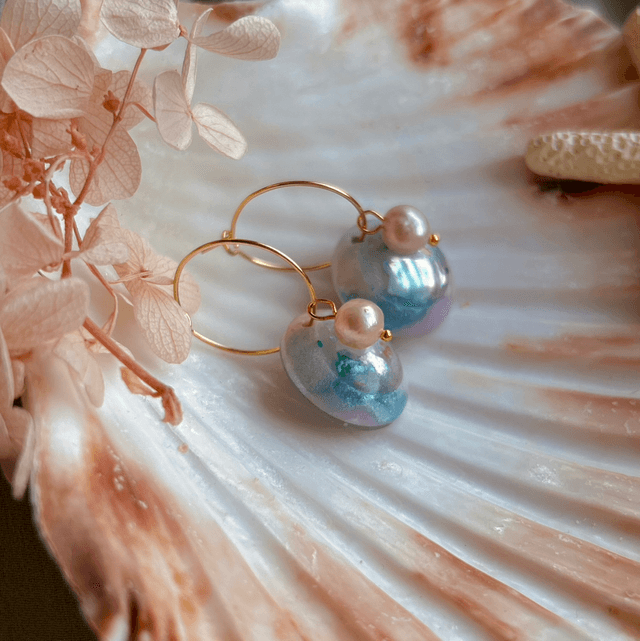 Circular Statement Hoop Earrings with Freshwater Pearls Gold Plated