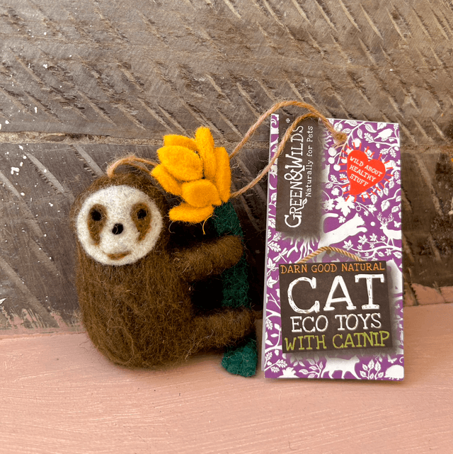Green & Wild's Sally Sloth - Eco Cat Toy with Catnip