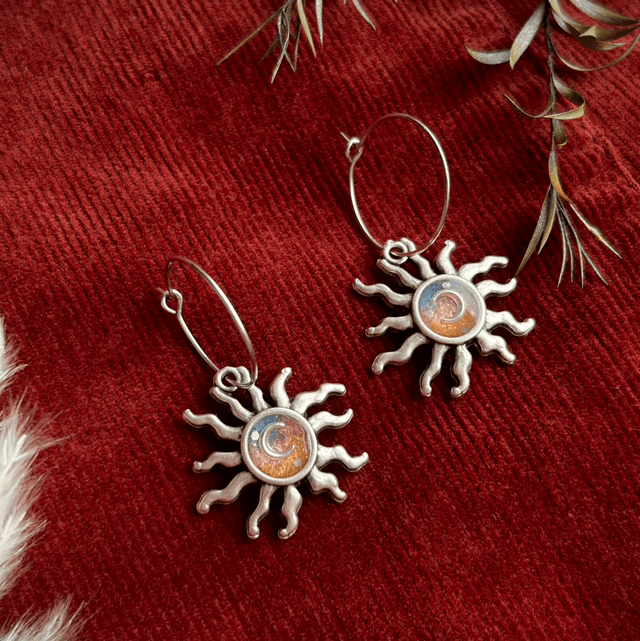 Celestial Sun Earrings with Moon details