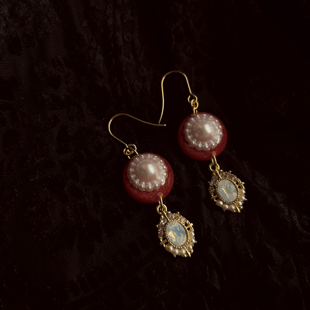 Ornate Pearl and Opal Earrings