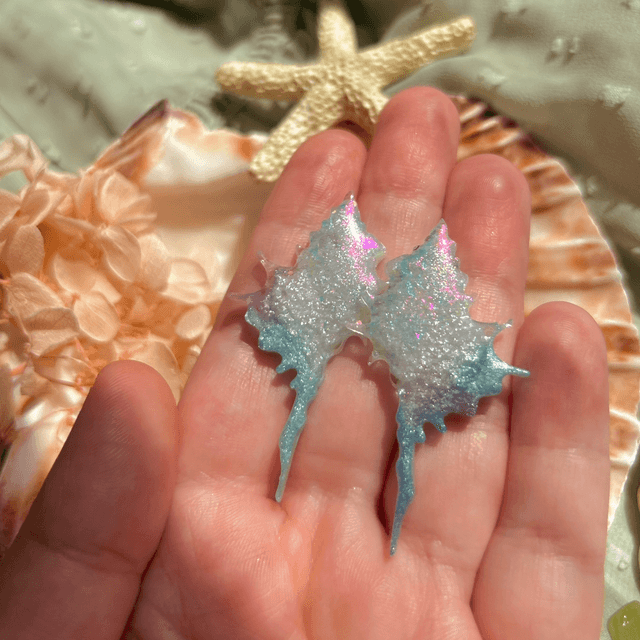 Iridescent Shell Stud Earrings Mint, White and Pink