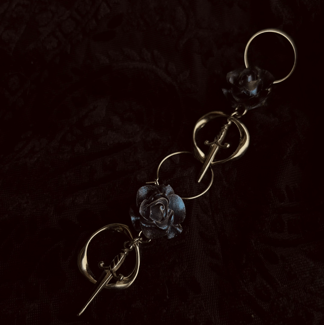 Rose and Dagger Hoop Earrings