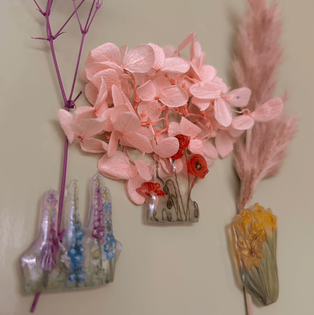 Flower Fridge Magnets - Set of 3