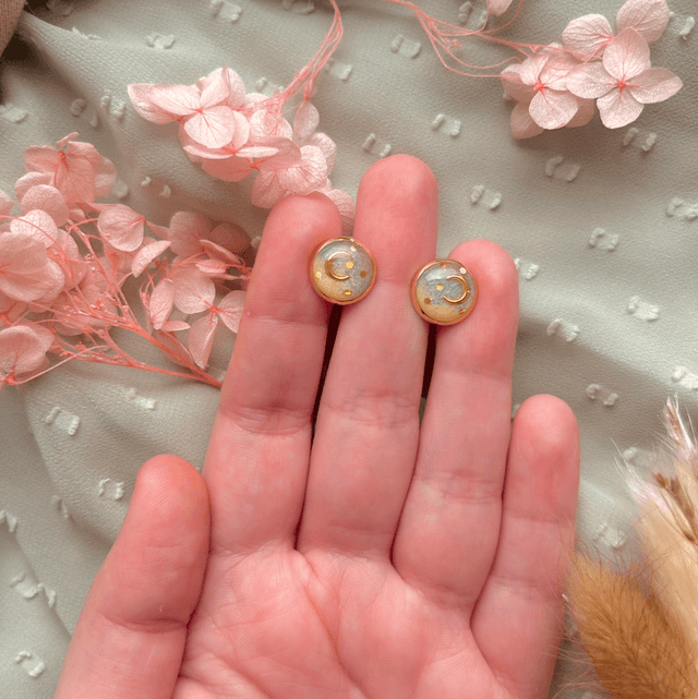Pastel Celestial Stud Earrings Gold