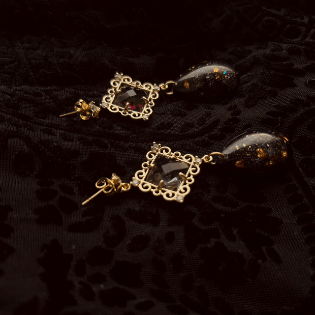 Ornate Crystal Teardrop Earrings 