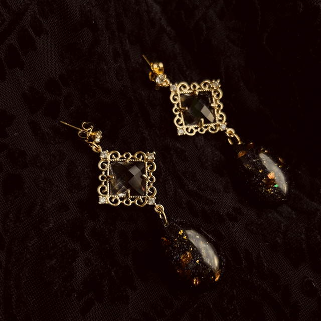 Ornate Crystal Teardrop Earrings 
