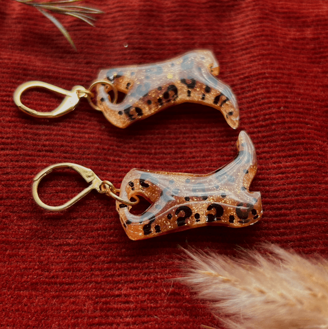 Leopard Print Cowboy Boot Earrings 