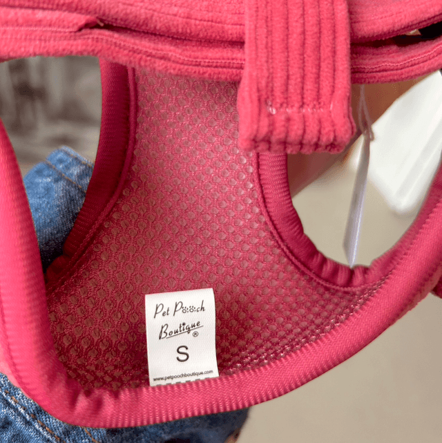 Pet Pooch Boutique Rose Pink Cord Dog Harness - Small