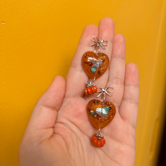 Pumpkin Heart Statement Earrings