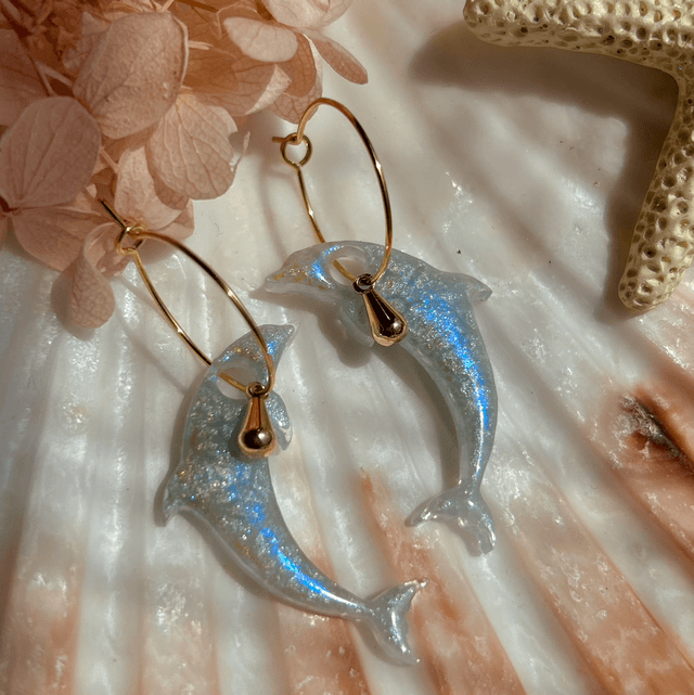 Dolphin Hoop Earrings Gold Plated