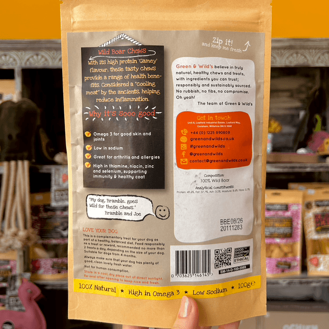 Green & Wild’s Wild Boar Chews 100g