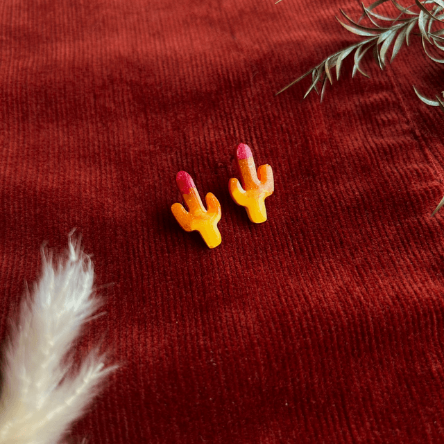 Sunset Cactus Stud Earrings