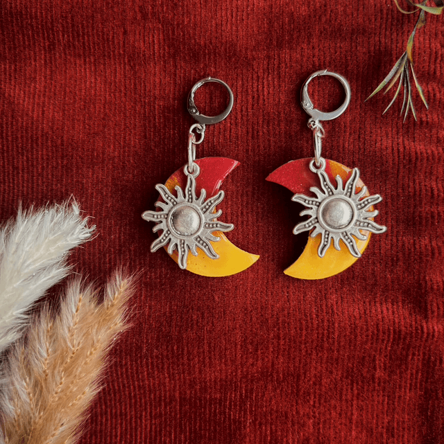 Moon and Sun Statement Earrings 
