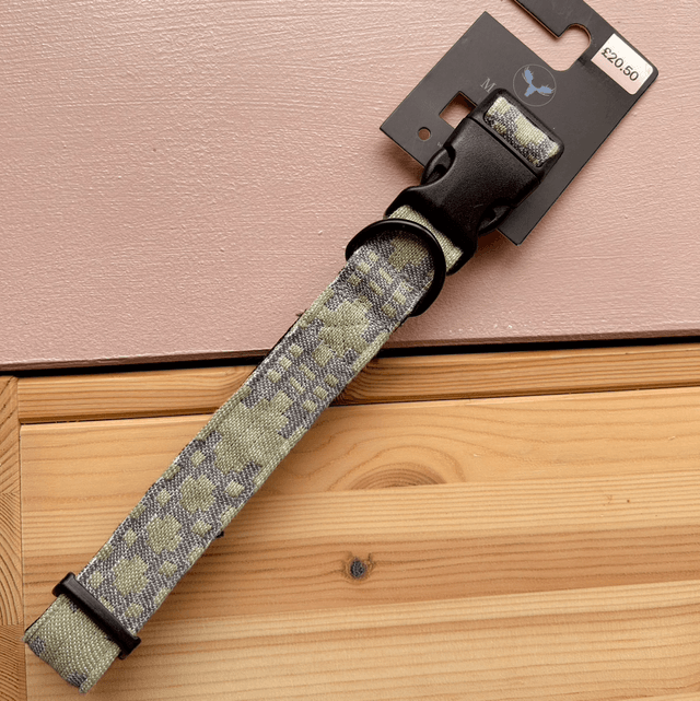 Moose & Co Welsh Tapestry Design Dog Collar Pale Green and Grey - Large