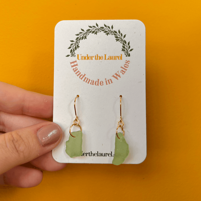 Pale Green Sea Glass Hook Earrings