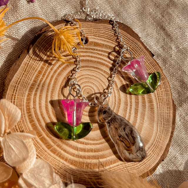 Bunny and Tulip Necklace