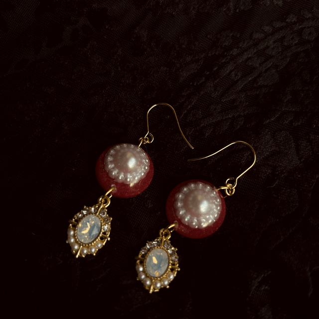 Ornate Pearl and Opal Earrings