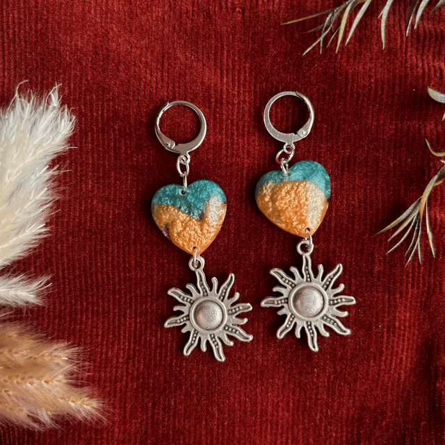 Heart and Sun Earrings
