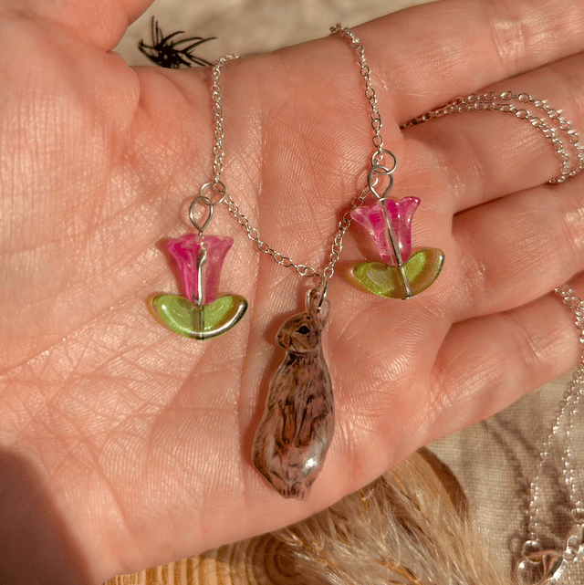 Bunny and Tulip Necklace
