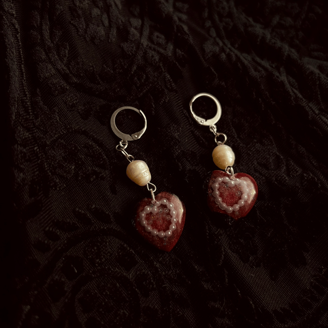 Heart and Pearl Earrings