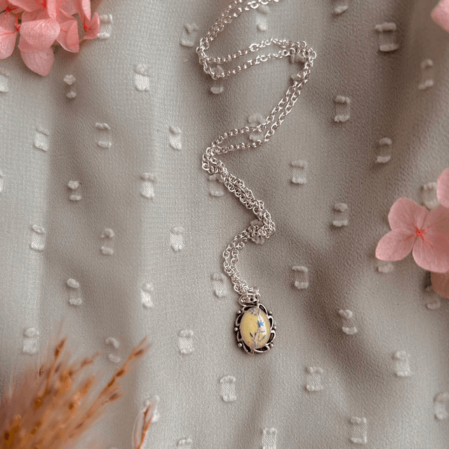 Flower Pendant Necklace Yellow and Silver