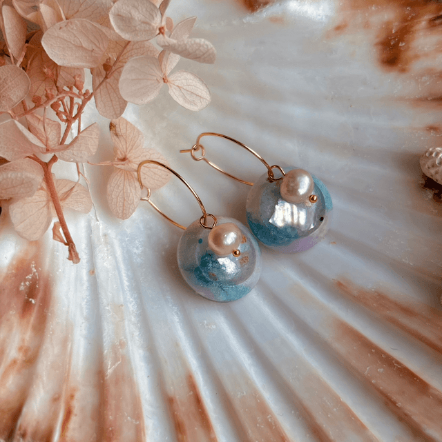 Circular Statement Hoop Earrings with Freshwater Pearls Gold Plated
