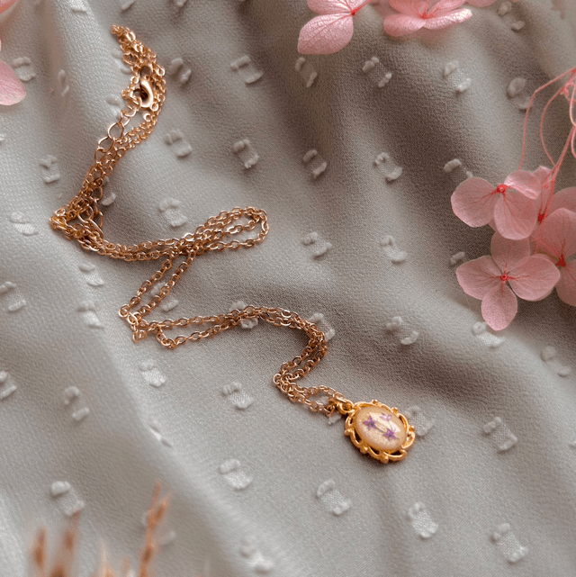 Flower Pendant Necklace Yellow and Gold