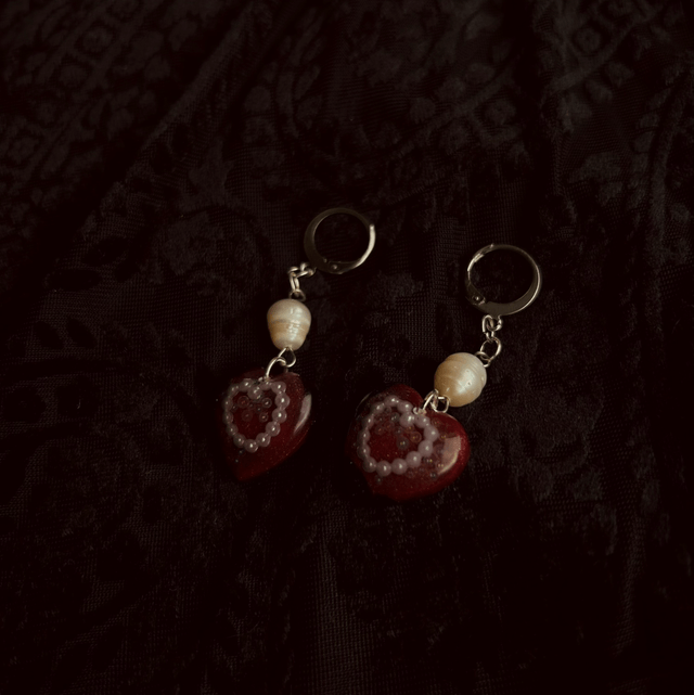 Heart and Pearl Earrings