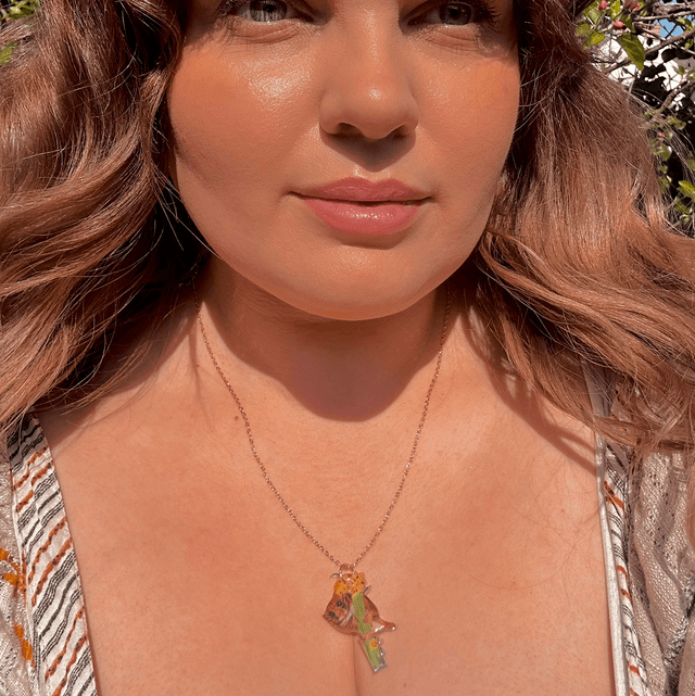 Hazel Dormouse and Mullein Flower Necklace 