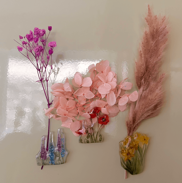 Flower Fridge Magnets - Set of 3