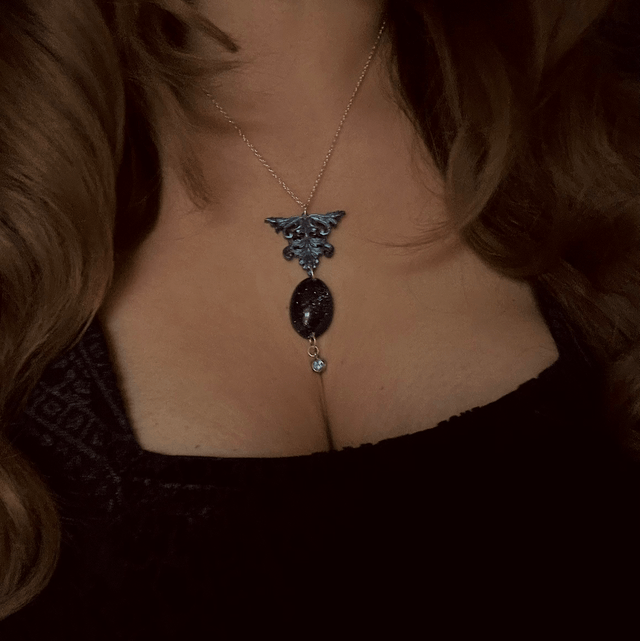 Blue / Black Baroque Resin Pendant