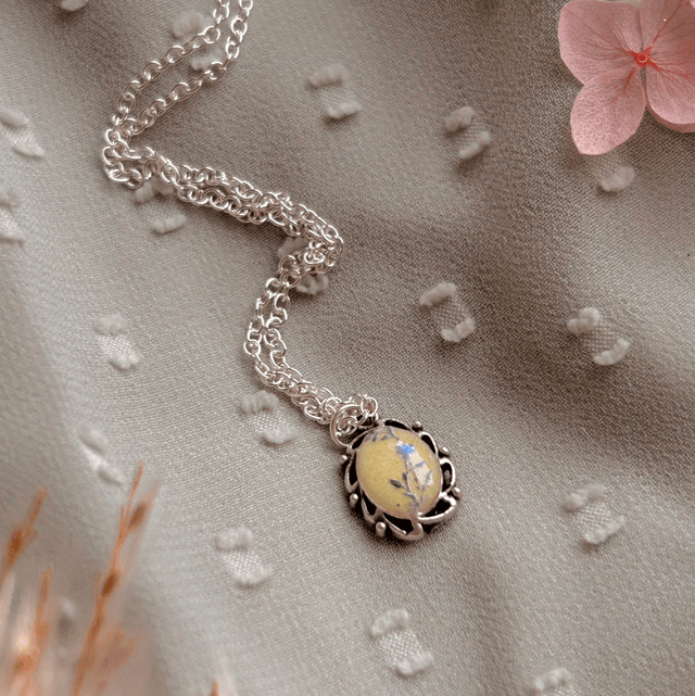 Flower Pendant Necklace Yellow and Silver