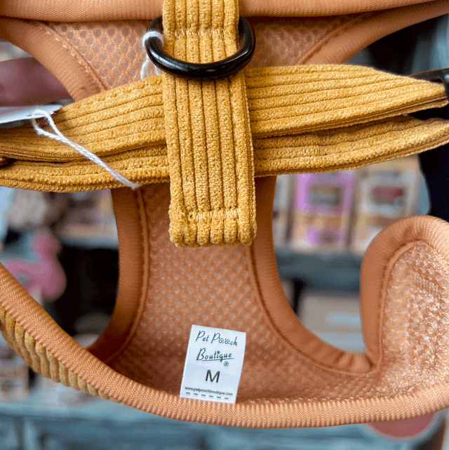 Pet Pooch Boutique Mustard Yellow Cord Dog Harness - Medium