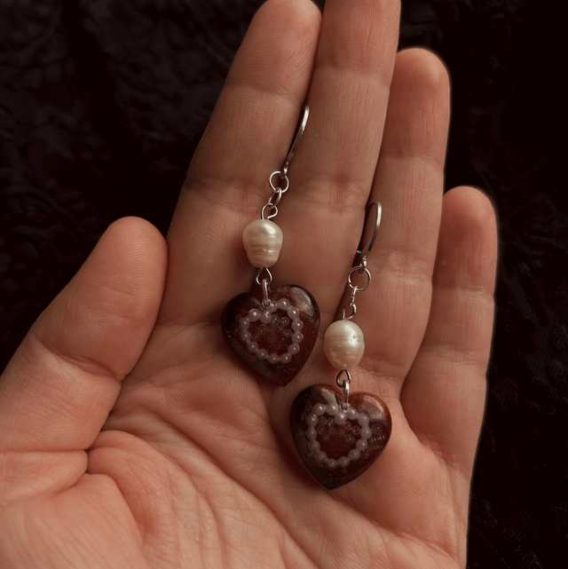 Heart and Pearl Earrings
