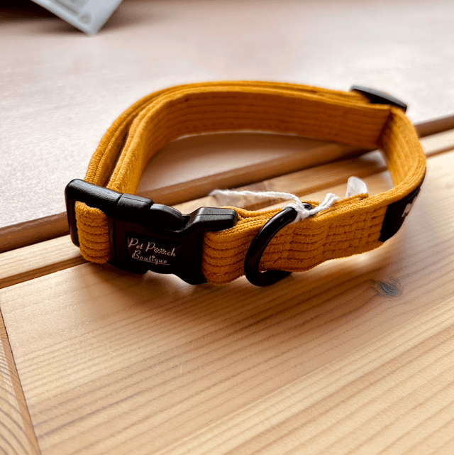 Pet Pooch Boutique Mustard Yellow Cord Dog Collar - Medium