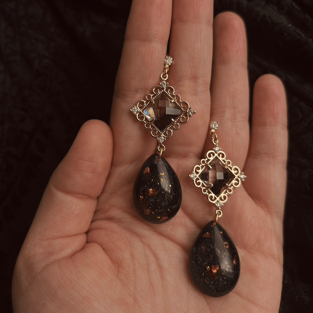 Ornate Crystal Teardrop Earrings 
