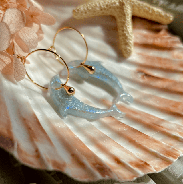 Dolphin Hoop Earrings Gold Plated