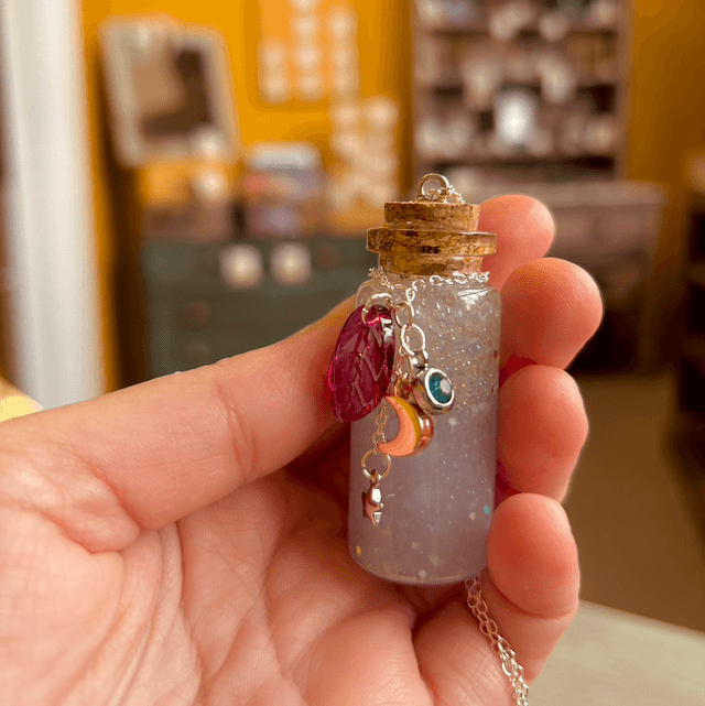 Potion Bottle Statement Necklace - Glow in the Dark
