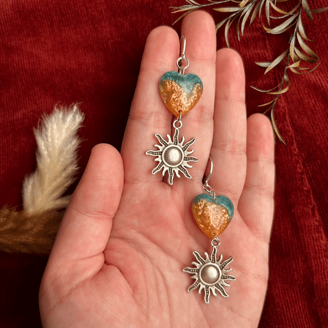 Heart and Sun Earrings
