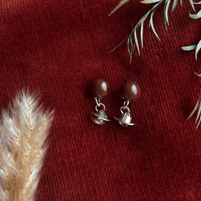 Chocolate Brown and Silver Cowboy Hat Earrings