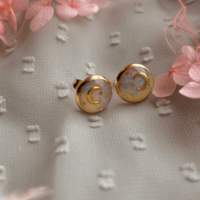 Pastel Celestial Stud Earrings Gold