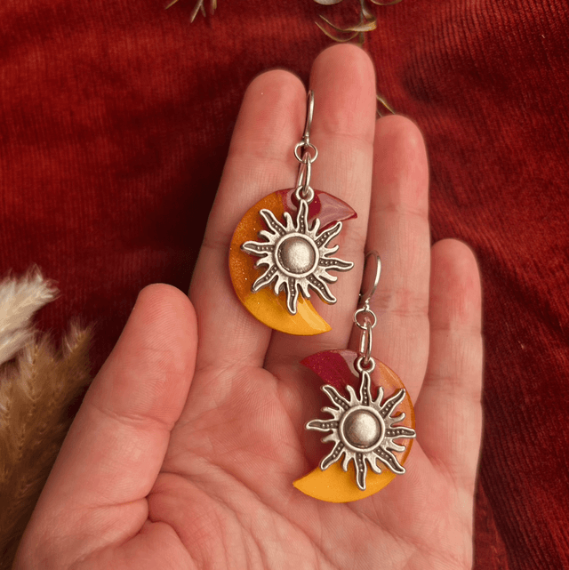 Moon and Sun Statement Earrings 