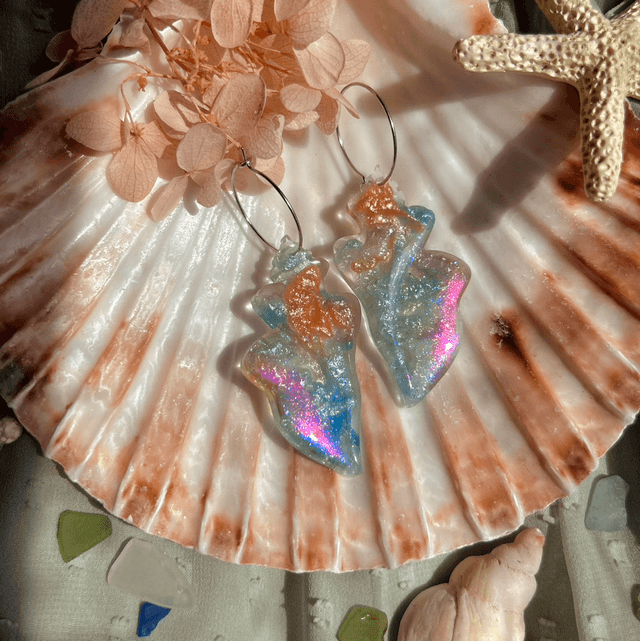 Pastel Multicolour Shell Hoop Earrings 